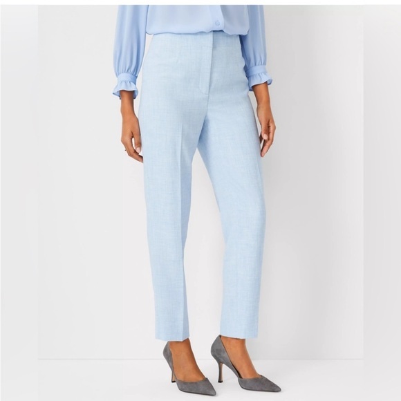Ann Taylor Pants - New Ann Taylor The Lana Light Blue slim ankle Pants in crosshatch  size 10.